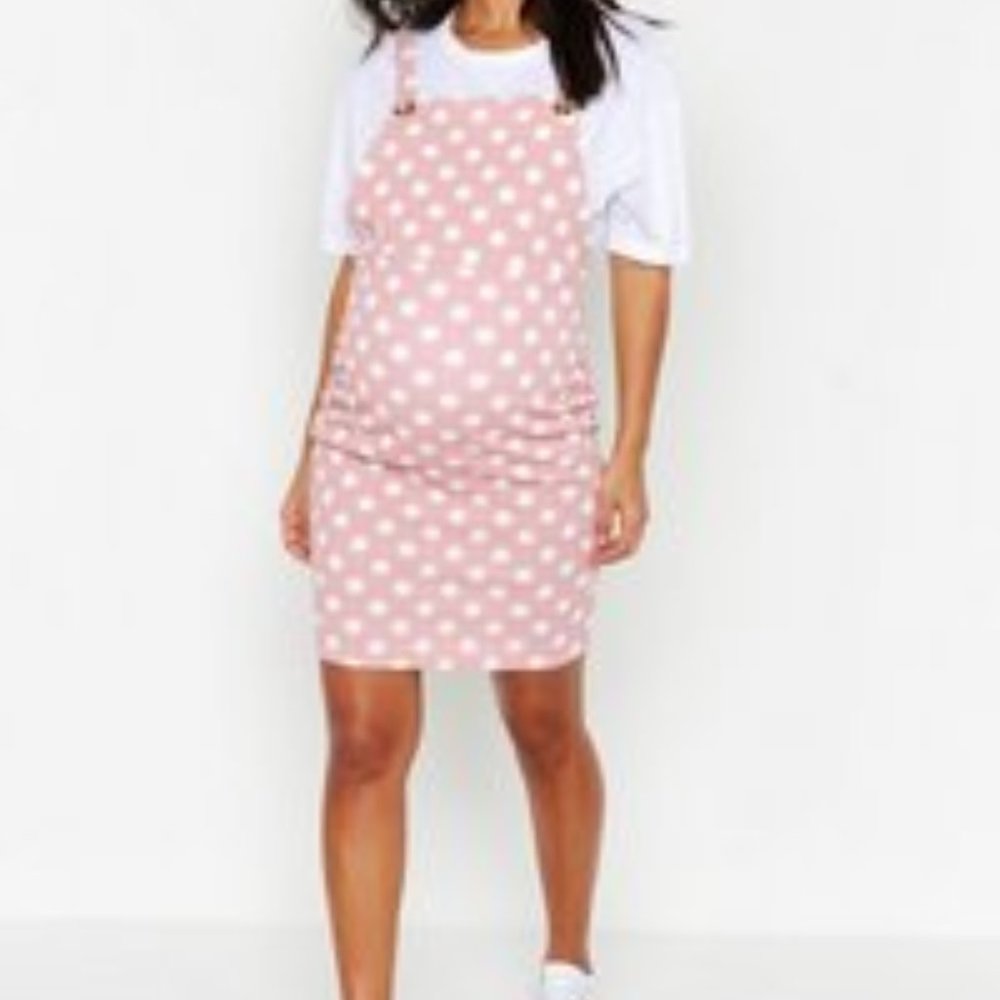 Maternity Polka Dot Pinafore Dress